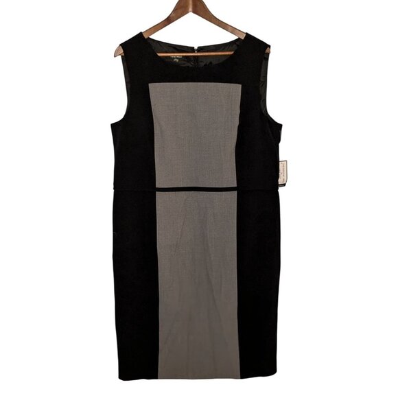 Nine West Womens The Essential Dress Size 16 Black Gray Color block Sleeveless - Picture 1 of 6